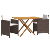 3-Delige Tuinset Met Kussens Poly Rattan
