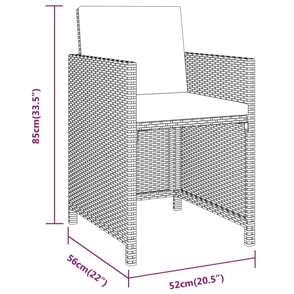 3-Delige Tuinset Met Kussens Poly Rattan