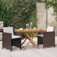 3-Delige Tuinset Met Kussens Poly Rattan