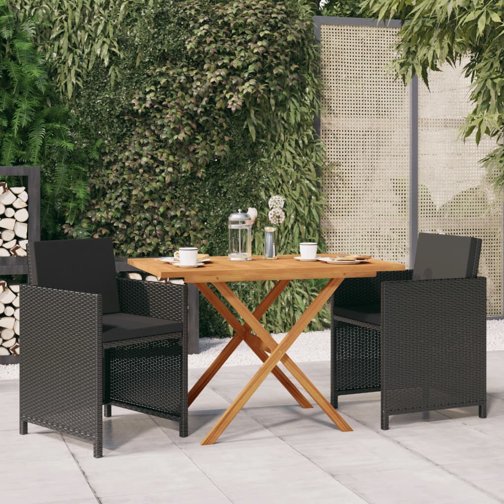 3-Delige Tuinset Met Kussens Poly Rattan