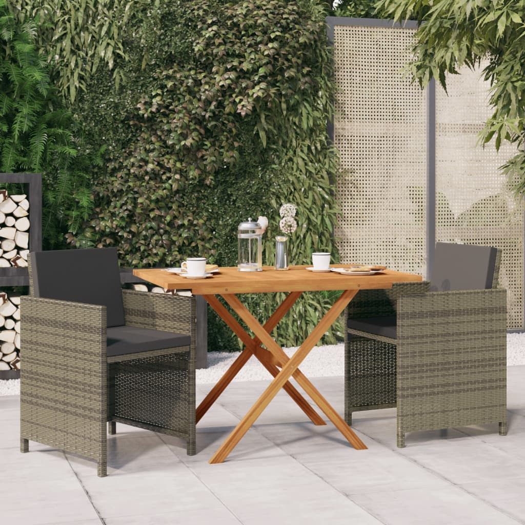 3-Delige Tuinset Met Kussens Poly Rattan