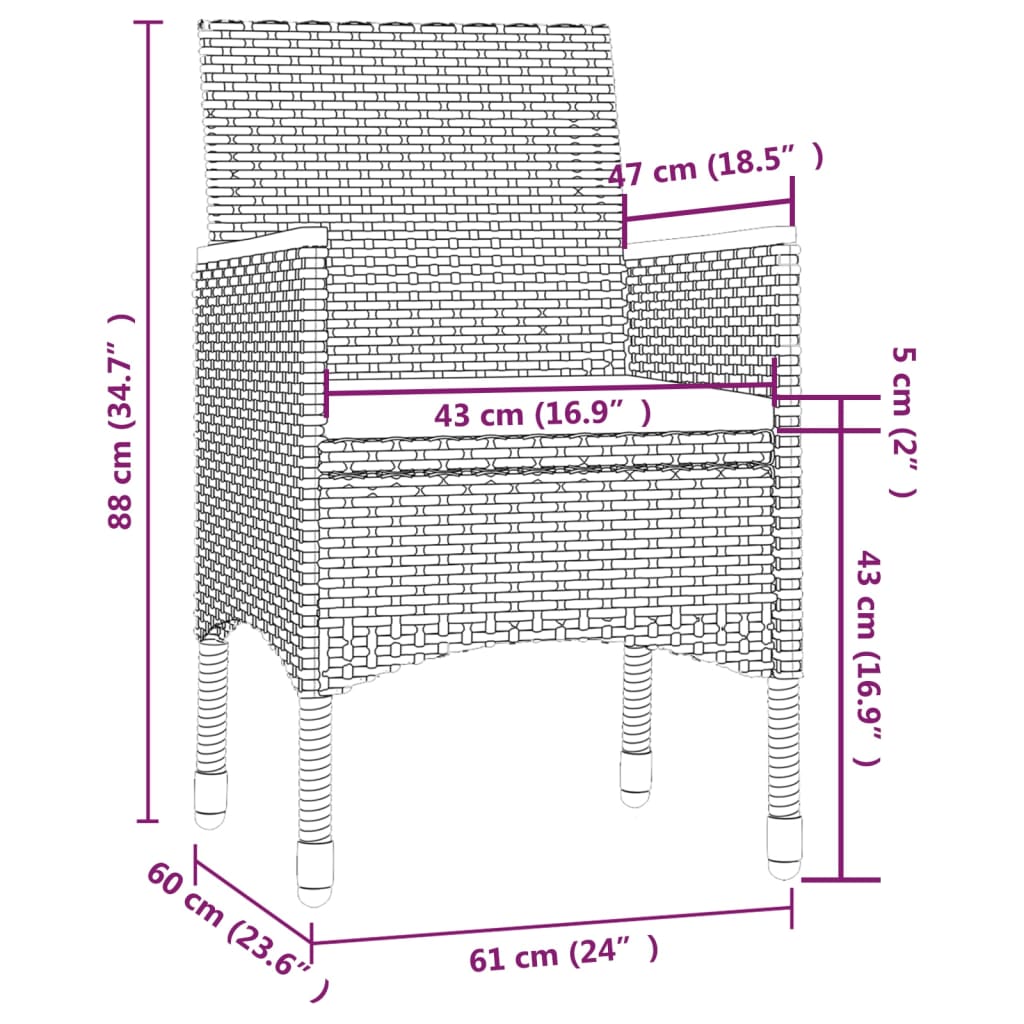 7-Delige Tuinset Met Kussens Poly Rattan
