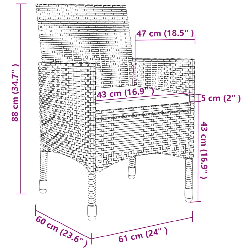 7-Delige Tuinset Met Kussens Poly Rattan