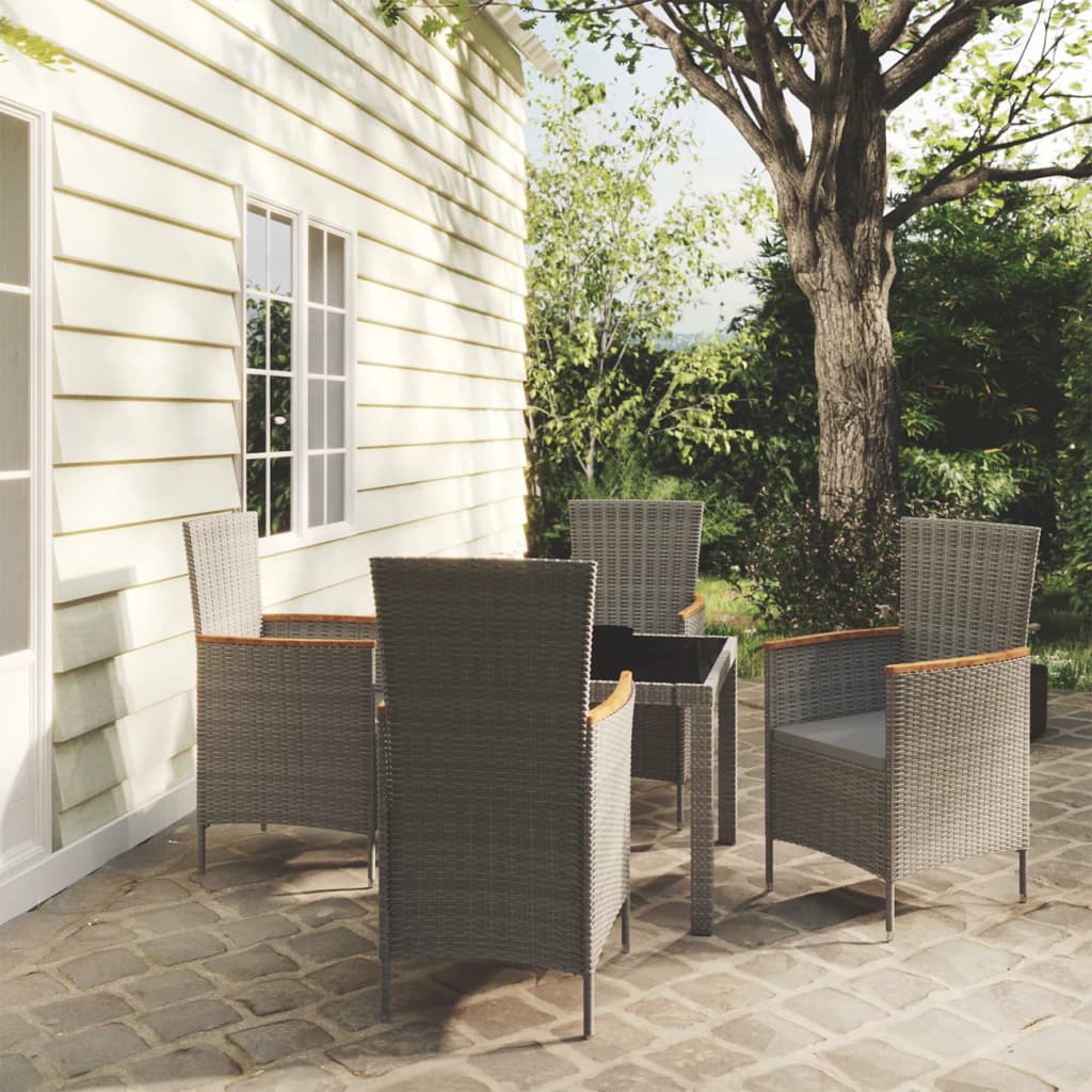 5-Delige Tuinset Met Kussens Poly Rattan