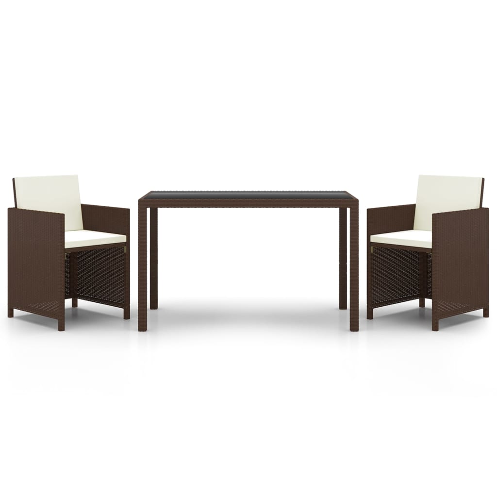 3-Delige Tuinset Met Kussens Poly Rattan