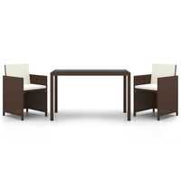 3-Delige Tuinset Met Kussens Poly Rattan