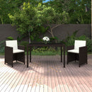 3-Delige Tuinset Met Kussens Poly Rattan