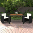 3-Delige Tuinset Met Kussens Poly Rattan