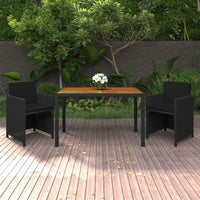 3-Delige Tuinset Met Kussens Poly Rattan