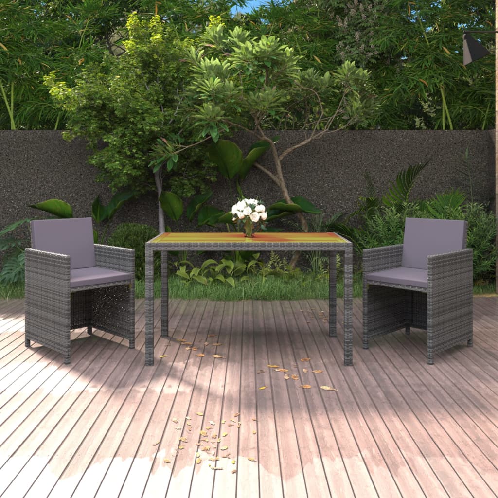 3-Delige Tuinset Met Kussens Poly Rattan