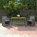 3-Delige Tuinset Met Kussens Poly Rattan