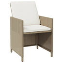 9-Delige Tuinset Met Kussens Poly Rattan Beige En Crèmewit