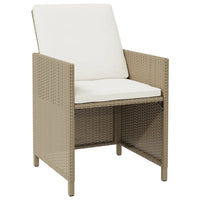 9-Delige Tuinset Met Kussens Poly Rattan Beige En Crèmewit