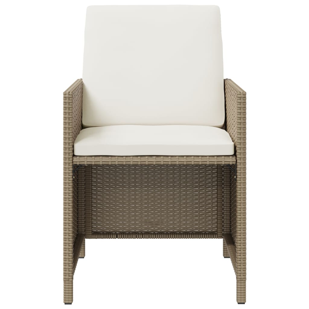 9-Delige Tuinset Met Kussens Poly Rattan Beige En Crèmewit