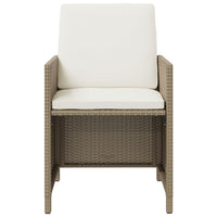 9-Delige Tuinset Met Kussens Poly Rattan Beige En Crèmewit