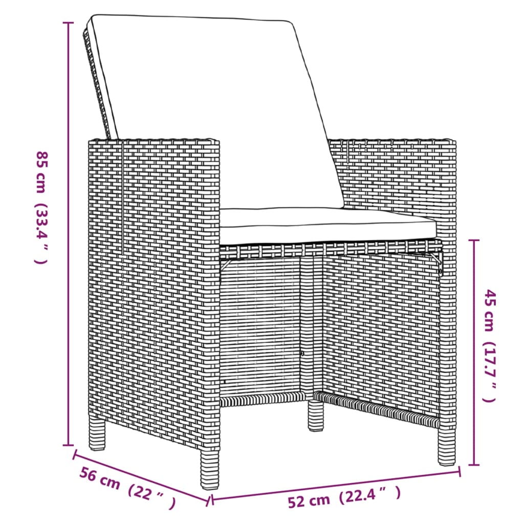9-Delige Tuinset Met Kussens Poly Rattan Beige En Crèmewit