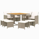 9-Delige Tuinset Met Kussens Poly Rattan Beige En Crèmewit
