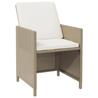 9-Delige Tuinset Met Kussens Poly Rattan Beige En Crèmewit