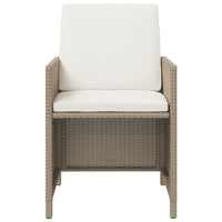 9-Delige Tuinset Met Kussens Poly Rattan Beige En Crèmewit