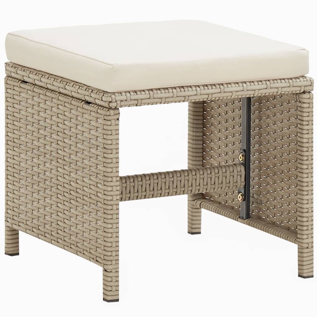 9-Delige Tuinset Met Kussens Poly Rattan Beige En Crèmewit