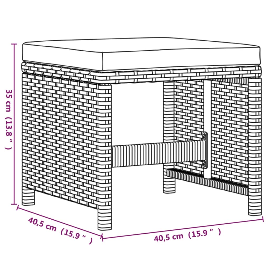 9-Delige Tuinset Met Kussens Poly Rattan Beige En Crèmewit