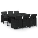 7-Delige Tuinset Met Kussens Poly Rattan Zwart