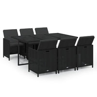 7-Delige Tuinset Met Kussens Poly Rattan Zwart