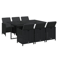 7-Delige Tuinset Met Kussens Poly Rattan Zwart