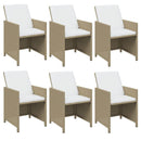 7-Delige Tuinset Met Kussens Poly Rattan Beige En Crèmewit