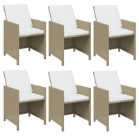 7-Delige Tuinset Met Kussens Poly Rattan Beige En Crèmewit