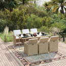 7-Delige Tuinset Met Kussens Poly Rattan Beige En Crèmewit