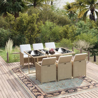 7-Delige Tuinset Met Kussens Poly Rattan Beige En Crèmewit