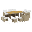 1 Tuinset Met Kussens Poly Rattan Beige En Crèmewit