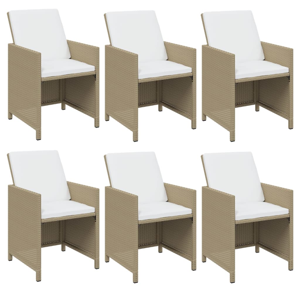 1 Tuinset Met Kussens Poly Rattan Beige En Crèmewit