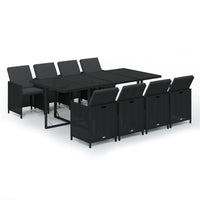 9-Delige Tuinset Met Kussens Poly Rattan Zwart