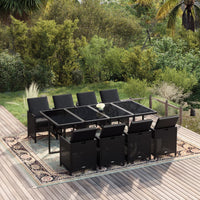 9-Delige Tuinset Met Kussens Poly Rattan Zwart