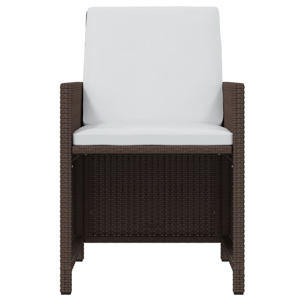 9-Delige Tuinset Met Kussens Poly Rattan Bruin En Crèmewit