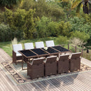 9-Delige Tuinset Met Kussens Poly Rattan Bruin En Crèmewit