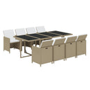 9-Delige Tuinset Met Kussens Poly Rattan Beige En Crèmewit