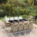 9-Delige Tuinset Met Kussens Poly Rattan Beige En Crèmewit
