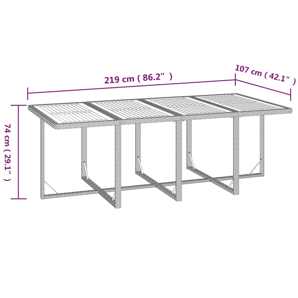 9-Delige Tuinset Met Kussens Poly Rattan Zwart En Crèmewit
