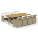 9-Delige Tuinset Met Kussens Poly Rattan Beige En Crèmewit
