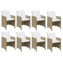 9-Delige Tuinset Met Kussens Poly Rattan Beige En Crèmewit