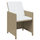 9-Delige Tuinset Met Kussens Poly Rattan Beige En Crèmewit