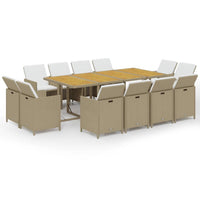 13-Delige Tuinset Met Kussens Poly Rattan Beige En Crèmewit