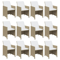 13-Delige Tuinset Met Kussens Poly Rattan Beige En Crèmewit