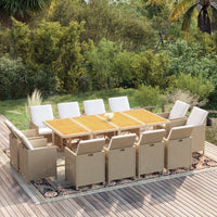 13-Delige Tuinset Met Kussens Poly Rattan Beige En Crèmewit