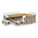 13-Delige Tuinset Met Kussens Poly Rattan Beige En Crèmewit