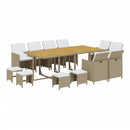 13-Delige Tuinset Met Kussens Poly Rattan Beige En Crèmewit