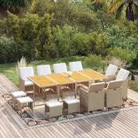 13-Delige Tuinset Met Kussens Poly Rattan Beige En Crèmewit